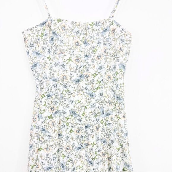 J. Crew White Pastel Floral Button Up Strappy Long Cotton Summer Dress - Picture 7 of 16